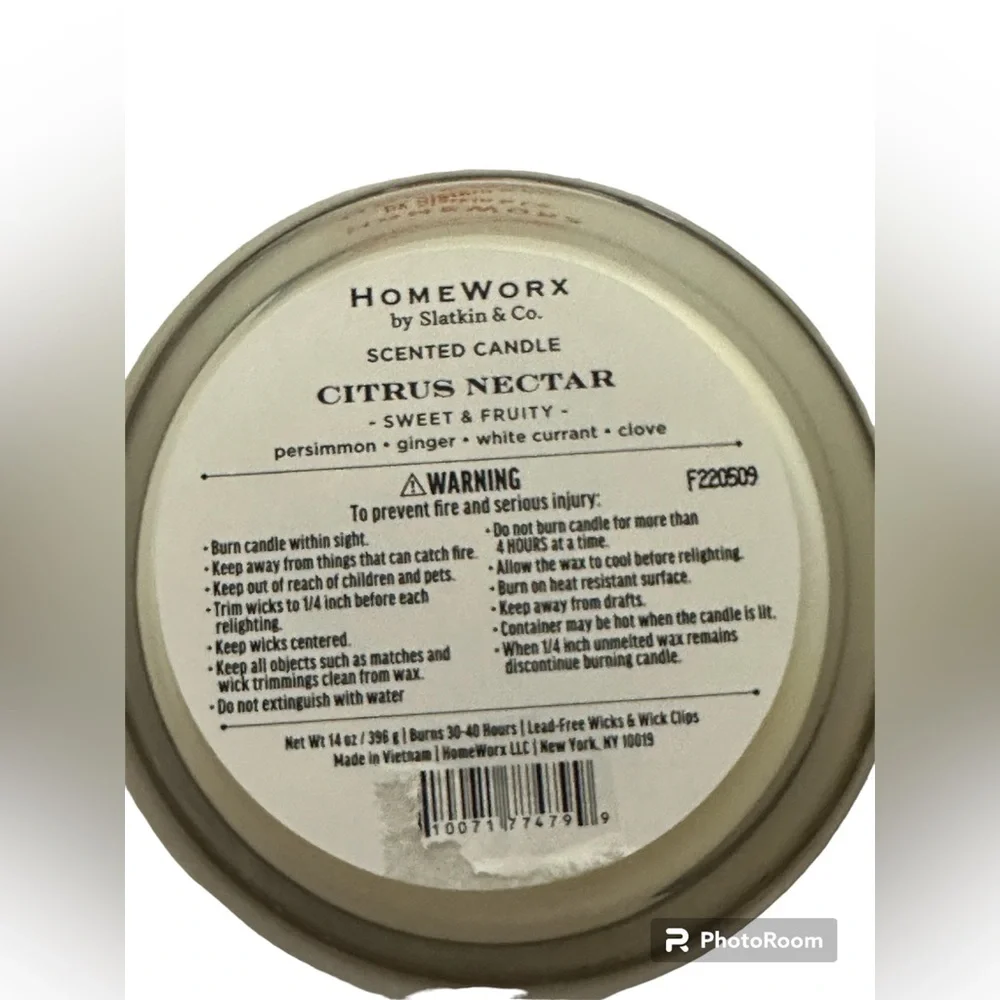 Homeworx Citrus Nectar 3 Wick Candle|14.5 oz